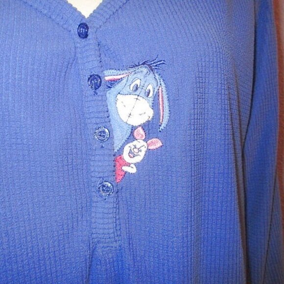 Vtg Disney Eeyore Waffle Knit Top Size 3X Piglet No Pooh Soft Embroidered Therma - Picture 3 of 12